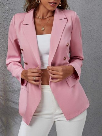 Lässig Barbie Pink Knopf Leicht Passen Mantel Damen Urban Täglich Kleidung