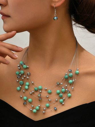 Kristall Ohrringe Nachgemachte Perle Türkis Schicht Sets