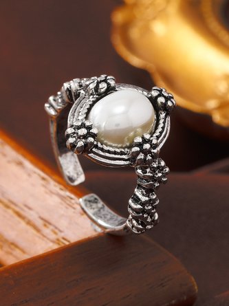 Nachgemachte Perle Blume Verstellbar Retro Ring