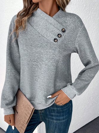 Unifarben Weit Sonstiges Lässig Sweatshirt