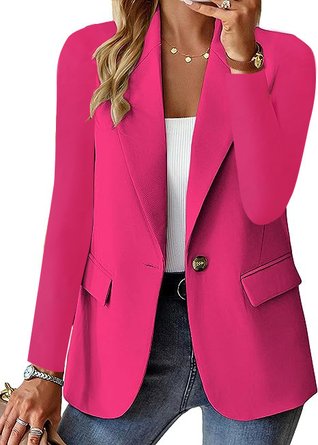 Reverskragen Lässig Unifarben Blazer