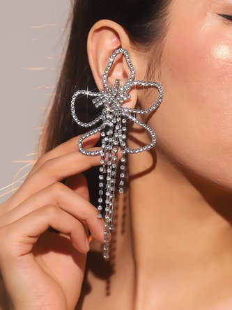 Blume Strass Quaste Party Ohrringe