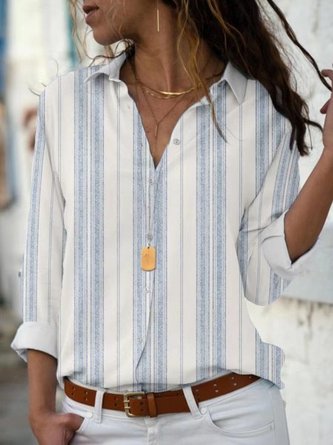 Gestreift Lässig Bluse