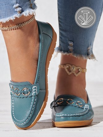 O-Ring Metall Dekor Bequem Sohle Spaltleder Lässig Halbschuhe