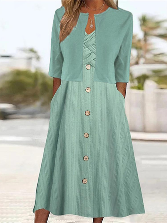 Damen Lässig Unifarben Print Zweiteiliges Kleid Urban Urlaub Kleidung