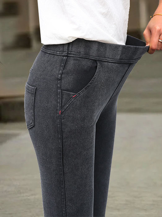 Unifarben Lässig Weit Hose
