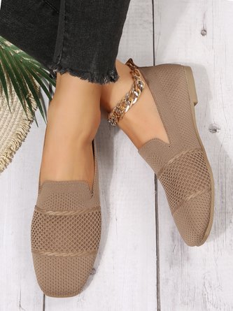 Damen Ausgehöhlt Bequem Quadratisch Textil Schuhe