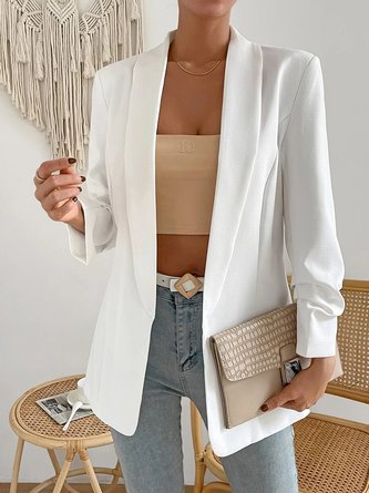 Lässig Reverskragen Regelmäßige Passform Unifarben Blazer