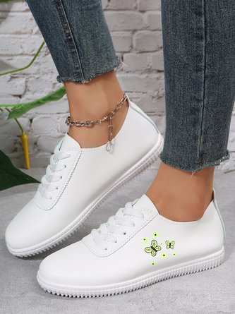 Damen minimalistisch Weiß Schmetterling Schnürung Skate-Schuhe