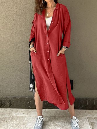 Hemdkragen Freizeitkleid Mit Nein