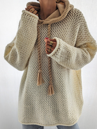 Weit Wolle/Stricken Lässig Unifarben Pullover