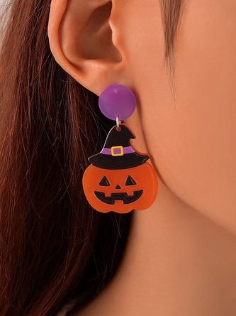 Halloween Kartoon Kürbis Katze Acryl Baumeln Ohrringe