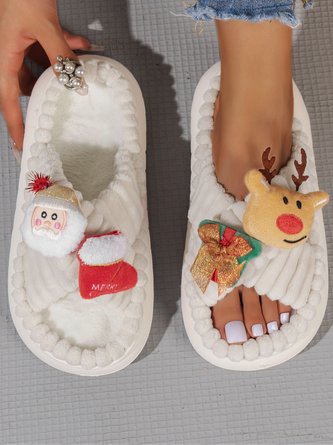 Weihnachtsmann Elch Schleife Kreuzgurt Plüsch Pantoletten