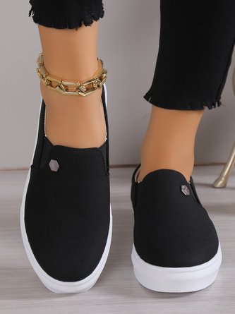 Damen minimalistisch Metall Dekor Slip On Schuhe