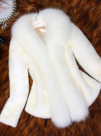 Fluff/Granular-Fleece-Stoff Regelmäßige Passform Elegant Unifarben Leder & Kunstleder