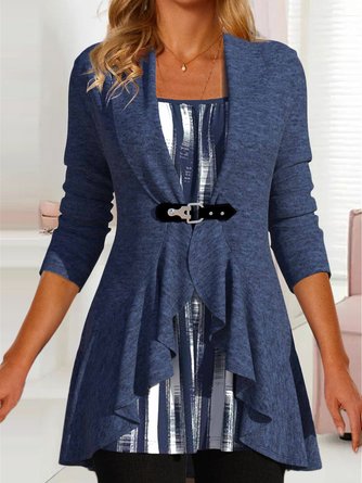 Geometrisch Lässig Karree-Ausschnitt Bluse