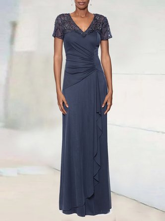 Spitze Regelmäßige Passform Elegant Unifarben Kleid