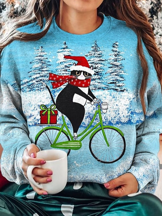 Weihnachtsschneemann Rundhals Lässig Weit Sweatshirt