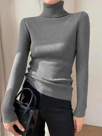 Rollkragen Lässig Pullover