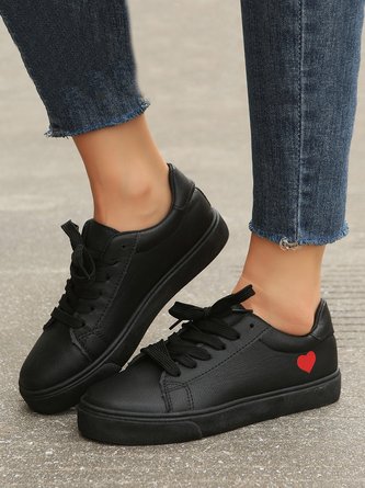 Lässig  Herz Print Schnürung Skate-Schuhe