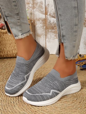 Damen minimalistisch Slip On Hochelastisch Flyknit Sneakers