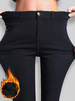 Lässig Unifarben Vlies Fest Hose