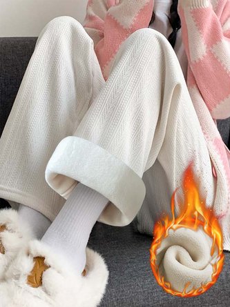 Lässig Weit Fluff/Granular-Fleece-Stoff Unifarben Hose