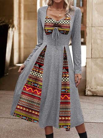 Ethnisch Weit Kleid mit Nein