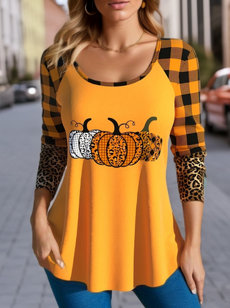 Halloween Lässig Rundhals Regelmäßige Passform T-Shirt