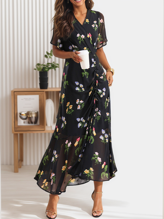 Damen Sommerkleid Chiffon Blumenprint - Lässig & Fließend