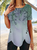 Knopf irregulär Saum Farbverlauf Blume Bluse T-Shirt Tunika Große Größen