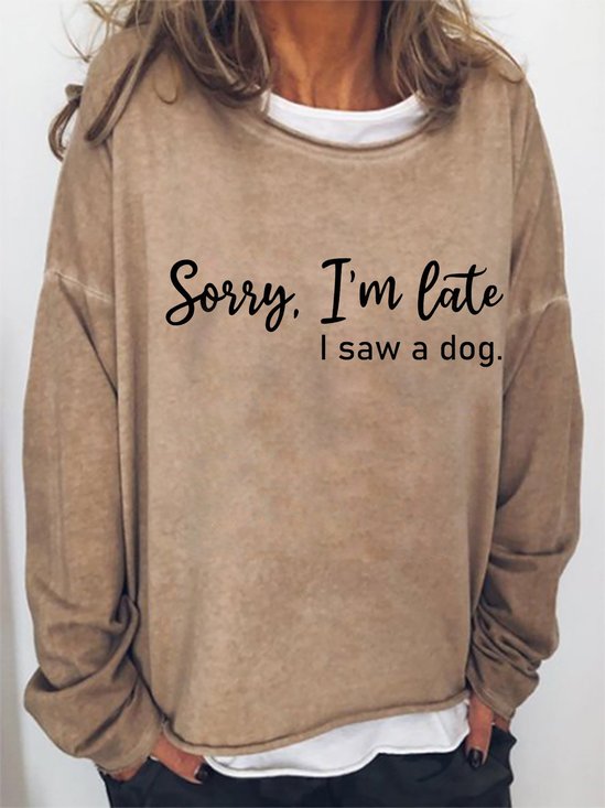 Damen Buchstabe Rundhals Lässig Frühling/Herbst Langarm Sweatshirt