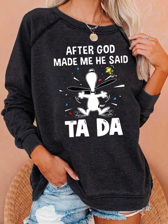 Damen Rundhals Malerei Lässig Herbst Langarm Sweatshirt