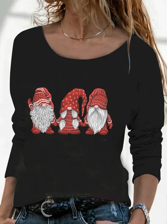 Rundhals Lässig  Weit Weihnachten T-Shirt