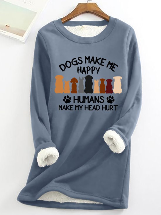 Damen Rundhals Hund Einfach Frühling/Herbst Langarm Sweatshirt