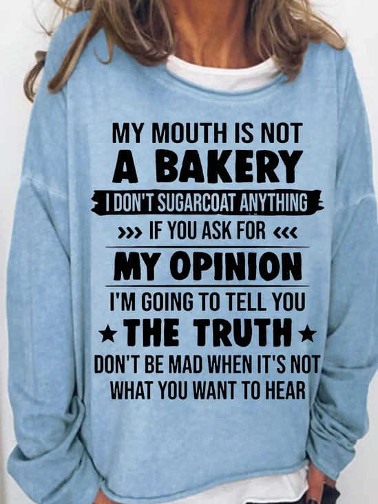 Damen Textbriefe Rundhals Lässig Frühling/Herbst Langarm Sweatshirt