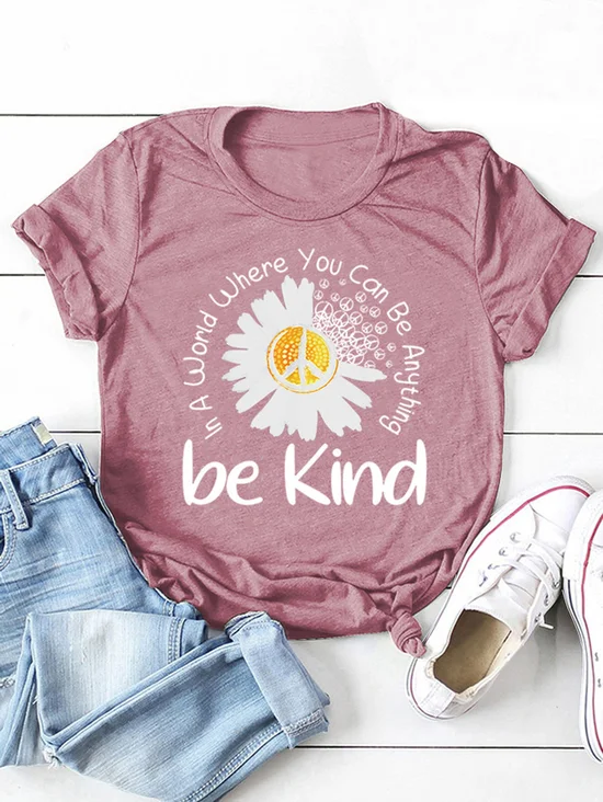 Damen Geblümt Kurzarm T-Shirts T-Shirt Rundhals Lässig Sommer Oberteile