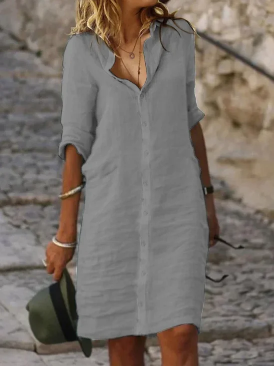 Weit Unifarben Kleid
