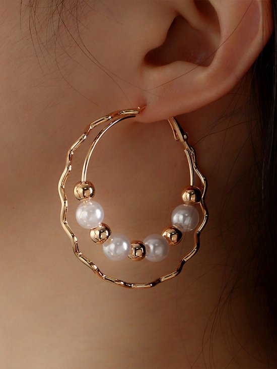 Elegant Doppelschicht Perlen Nachgemachte Perle Band Ohrringe
