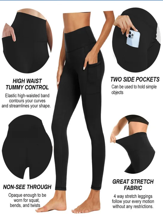 Damen Lässig Unifarben Alle Jahreszeiten Tasche Patchwork Knöchelhose Leggings