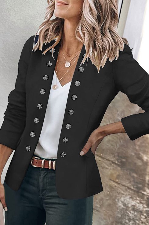 Damen Frühling/Herbst Oberbekleidung Lässig Taschennähen Unifarben Langarm Jacke