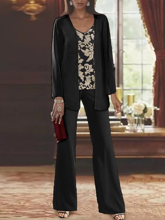 Elegante Zweiteiler Damen Festliche Hochzeitsgast Outfit Langarm Frühling/Herbst
