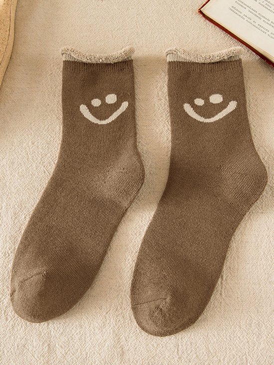 1 Paar Damen Süß Smiley Wärme Terry Socken