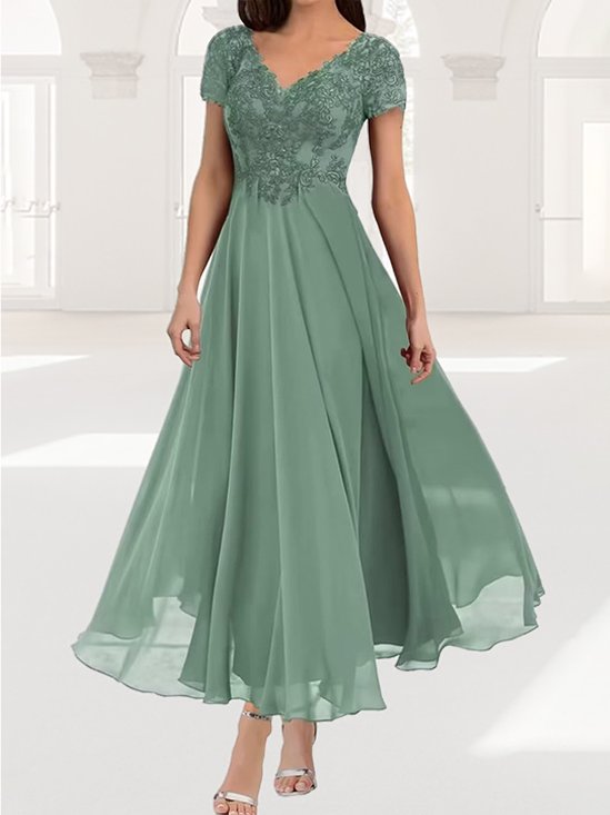 Elegant Spitze Regelmäßige Passform Kleid