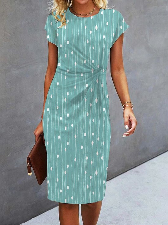 V-Ausschnitt Elegant Abstrakt Polka Dots Kleid