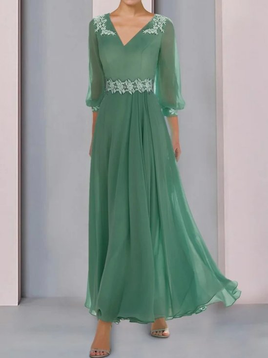 Elegant Laternenärmel Regelmäßige Passform Kleid