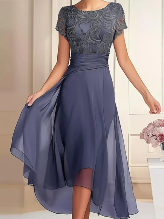 Spitze Elegant Unifarben Kleid