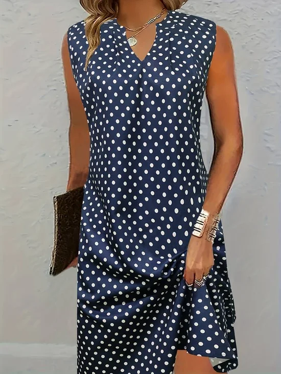 Elegant Polka Dots V-Ausschnitt Weit Kleid