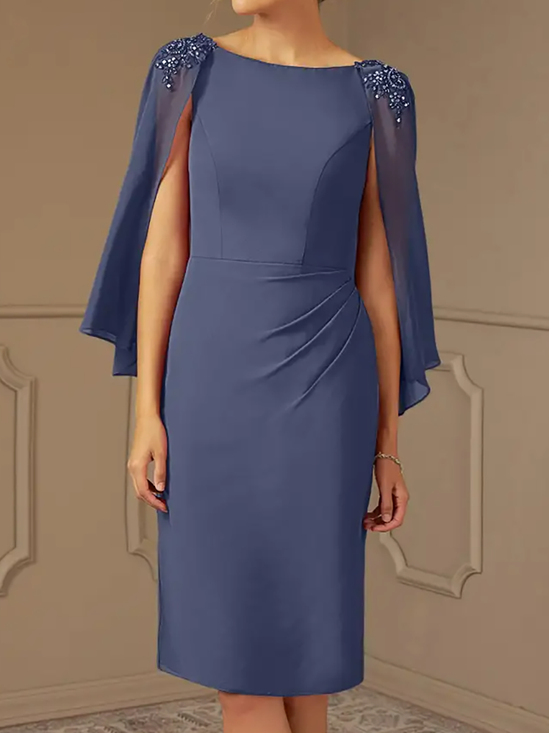 Elegant Unifarben Chiffon Regelmäßige Passform Kleid