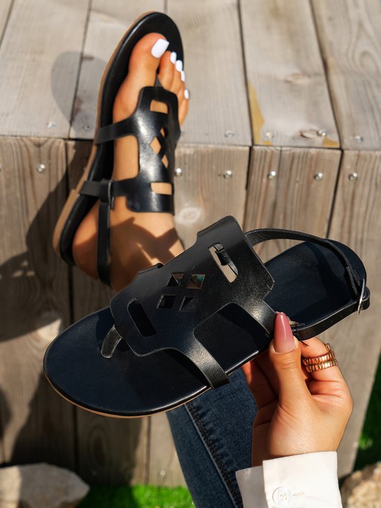 Sommer Leder Lässig Unifarben Sandale